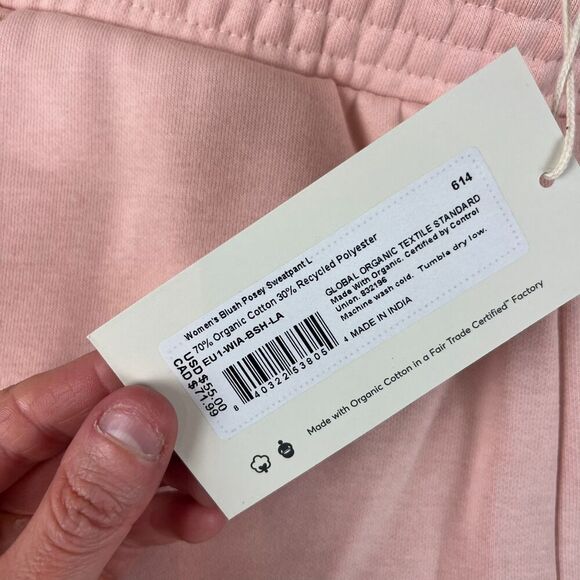 Pact Courtside Fleece Split Ankle Wide Leg Sweatpants Blush Posey Women's L NWT - Picture 4 of 11